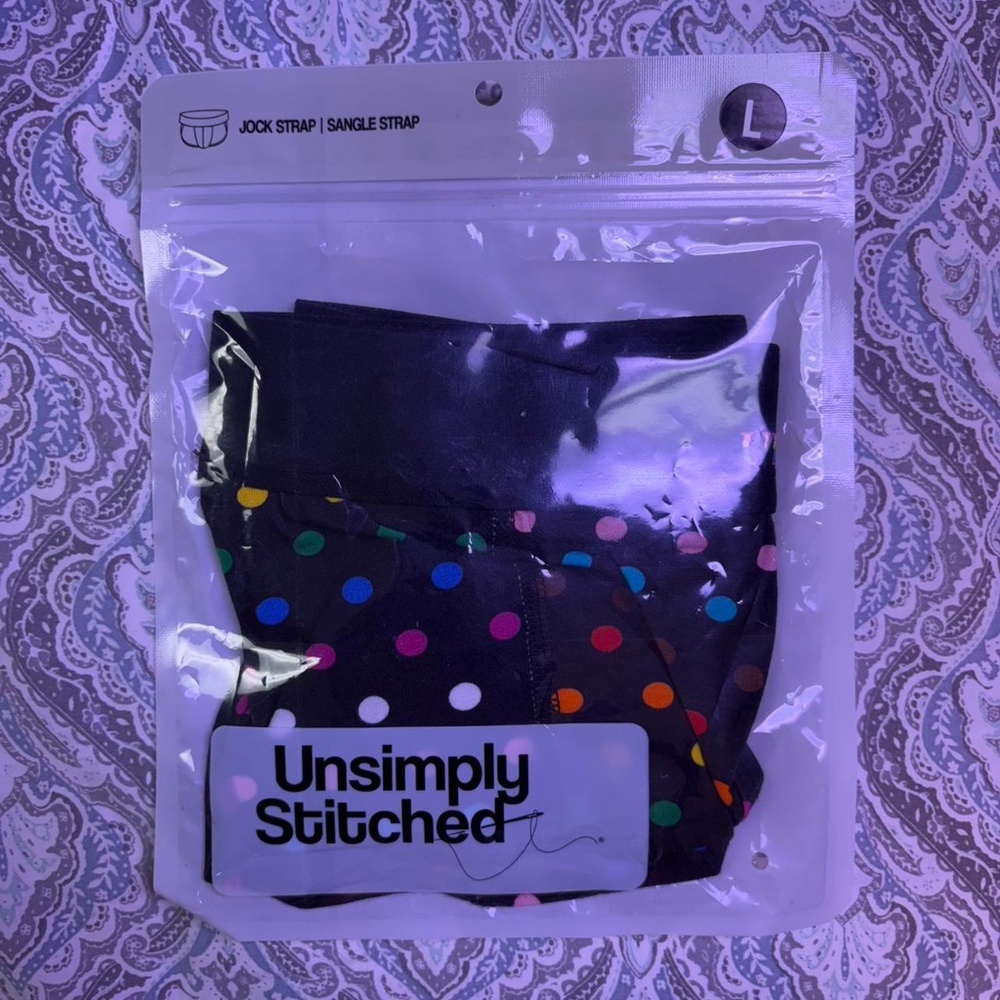 Unsimply Stitched LARGE Pride Black Polkadot Jock NWT